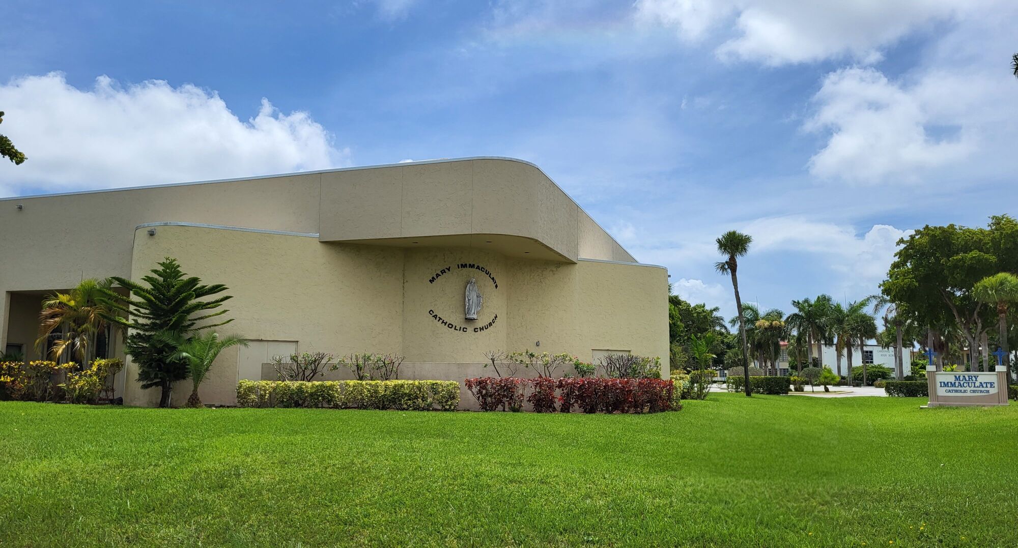 Mary Immaculate Catholic Church seen from the front lawn